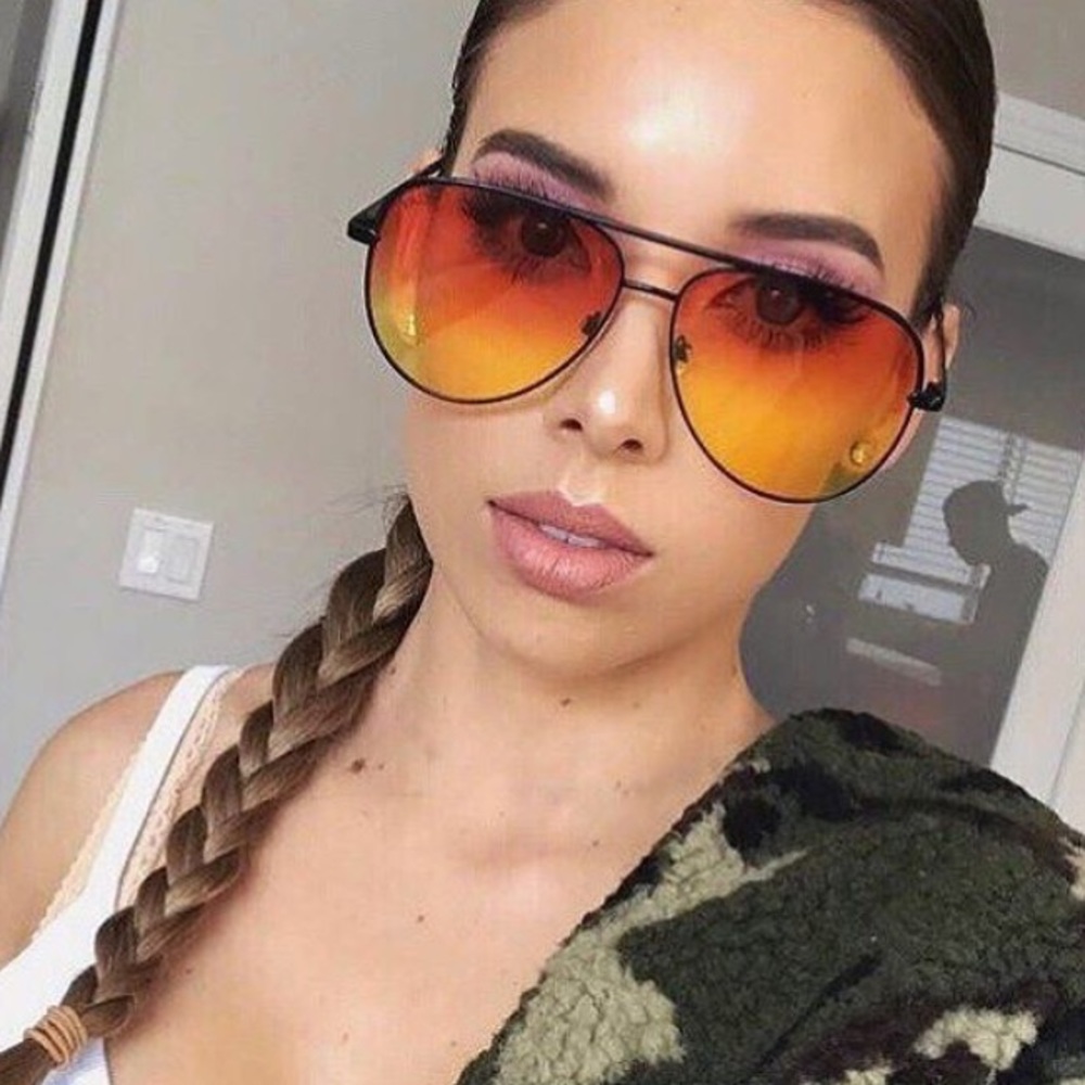 Quay x Desi Sahara orange yellow Fade Sunglasses - Picture 3 of 6